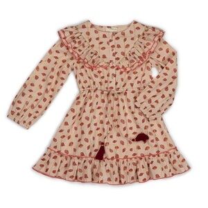 Egg New York Girl Metallic Leaf Pipa Dress Boho Tiered Tassel Detail Size 2T